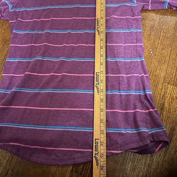 Mossimo Supply Retro Purple Pink Blue Stripe Long Sleeve Tee Size S/M - Picture 11 of 11